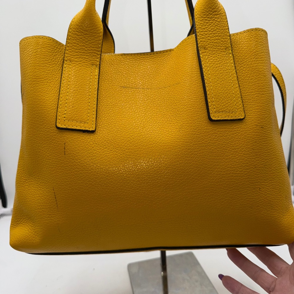 Luana Ferracuti Yellow Pebbled Leather Satchel Bag Made in Italy Crossbody - Picture 3 of 13